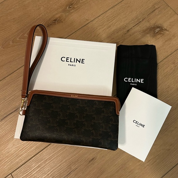 Celine Men's Monogram Wristlet in Brown and Tan - Picture 3 of 6